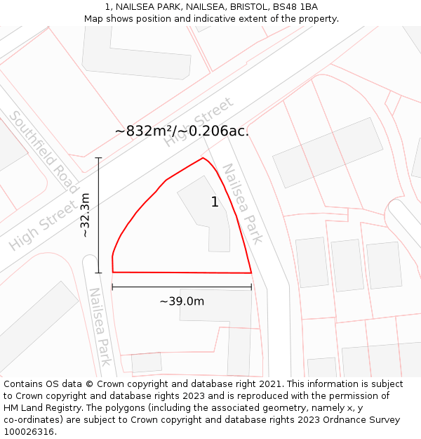 1, NAILSEA PARK, NAILSEA, BRISTOL, BS48 1BA: Plot and title map