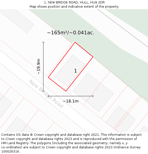 1, NEW BRIDGE ROAD, HULL, HU9 2DR: Plot and title map