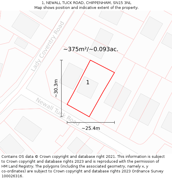1, NEWALL TUCK ROAD, CHIPPENHAM, SN15 3NL: Plot and title map
