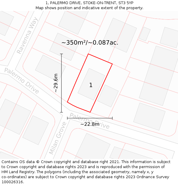 1, PALERMO DRIVE, STOKE-ON-TRENT, ST3 5YP: Plot and title map