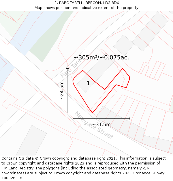 1, PARC TARELL, BRECON, LD3 8DX: Plot and title map