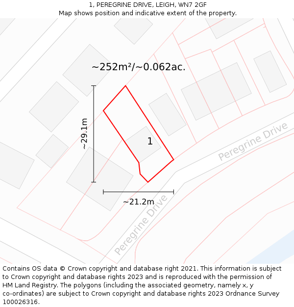 1, PEREGRINE DRIVE, LEIGH, WN7 2GF: Plot and title map