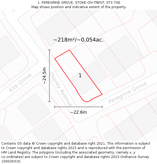 1, PEREGRINE GROVE, STOKE-ON-TRENT, ST3 7GE: Plot and title map