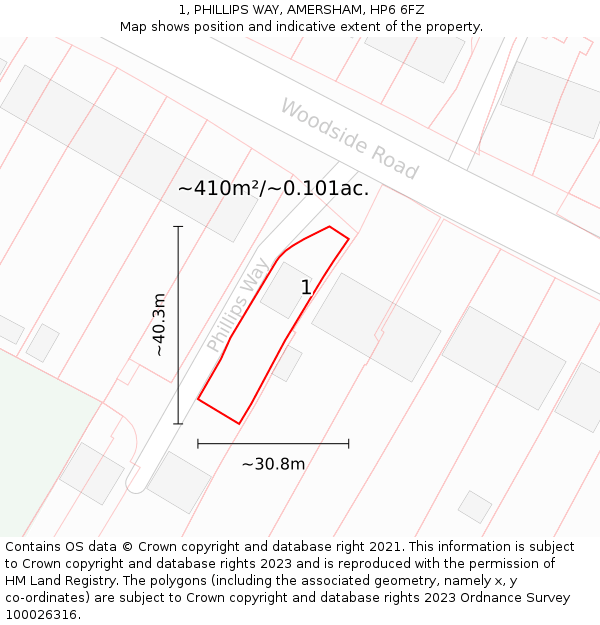 1, PHILLIPS WAY, AMERSHAM, HP6 6FZ: Plot and title map