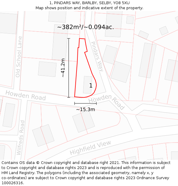 1, PINDARS WAY, BARLBY, SELBY, YO8 5XU: Plot and title map