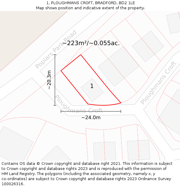 1, PLOUGHMANS CROFT, BRADFORD, BD2 1LE: Plot and title map