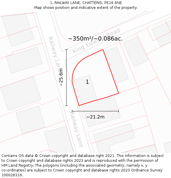 1, RAILWAY LANE, CHATTERIS, PE16 6NE: Plot and title map