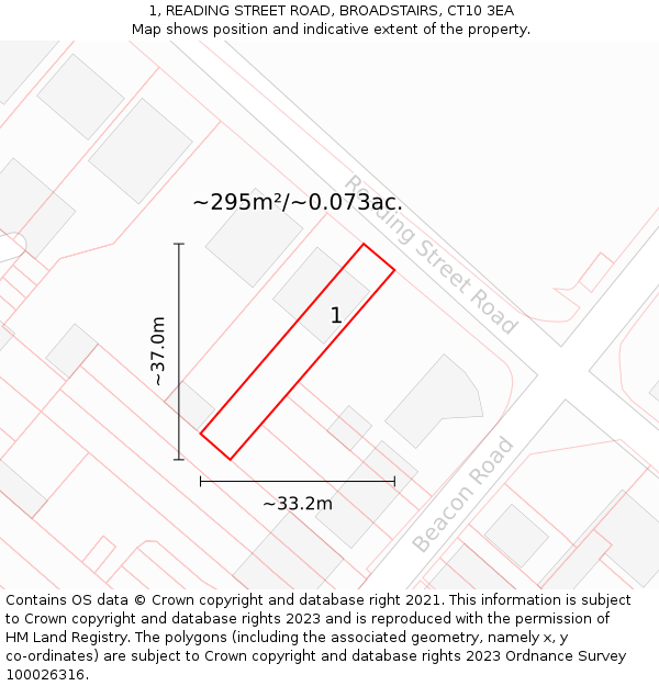 1, READING STREET ROAD, BROADSTAIRS, CT10 3EA: Plot and title map