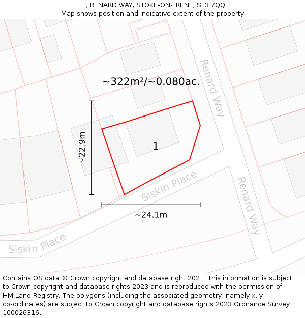 1, RENARD WAY, STOKE-ON-TRENT, ST3 7QQ: Plot and title map