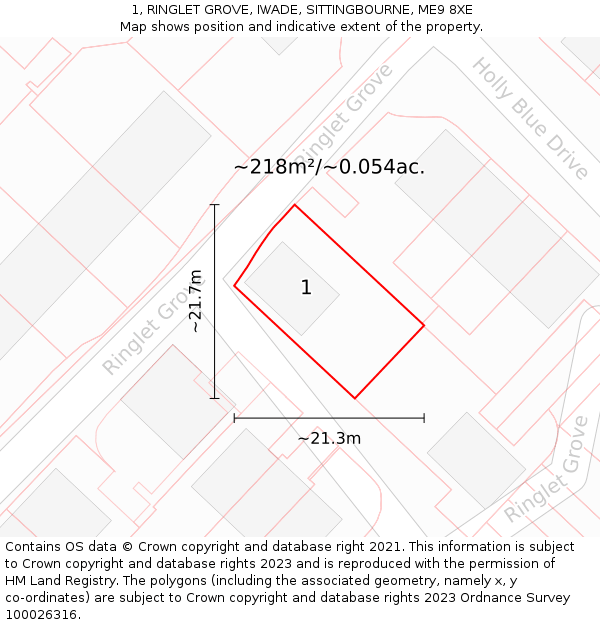 1, RINGLET GROVE, IWADE, SITTINGBOURNE, ME9 8XE: Plot and title map
