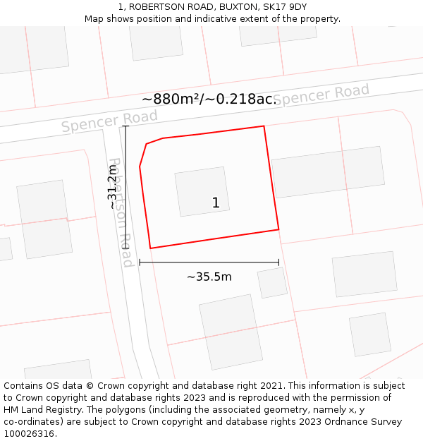 1, ROBERTSON ROAD, BUXTON, SK17 9DY: Plot and title map