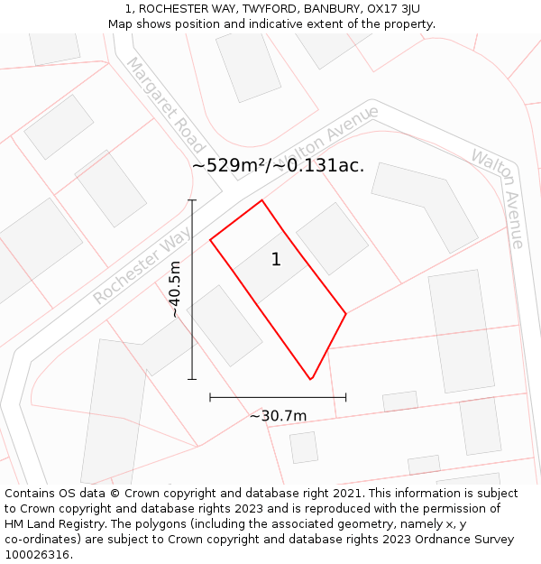 1, ROCHESTER WAY, TWYFORD, BANBURY, OX17 3JU: Plot and title map