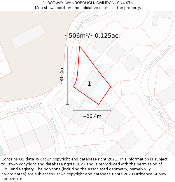 1, RODWAY, WANBOROUGH, SWINDON, SN4 0TN: Plot and title map