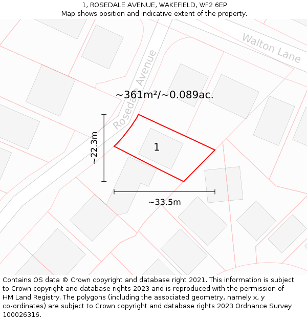 1, ROSEDALE AVENUE, WAKEFIELD, WF2 6EP: Plot and title map