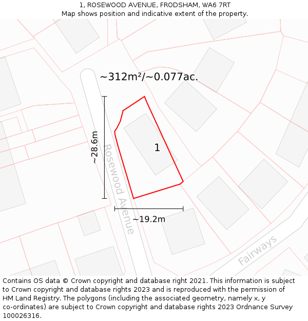 1, ROSEWOOD AVENUE, FRODSHAM, WA6 7RT: Plot and title map