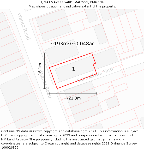 1, SAILMAKERS YARD, MALDON, CM9 5DH: Plot and title map