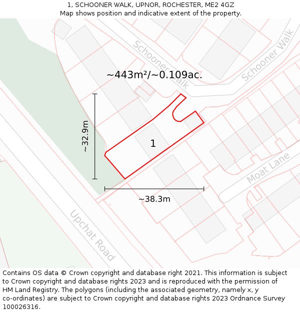 1, SCHOONER WALK, UPNOR, ROCHESTER, ME2 4GZ: Plot and title map