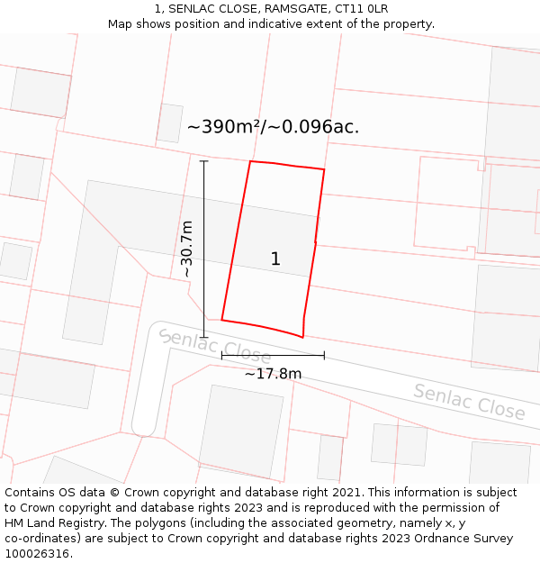 1, SENLAC CLOSE, RAMSGATE, CT11 0LR: Plot and title map