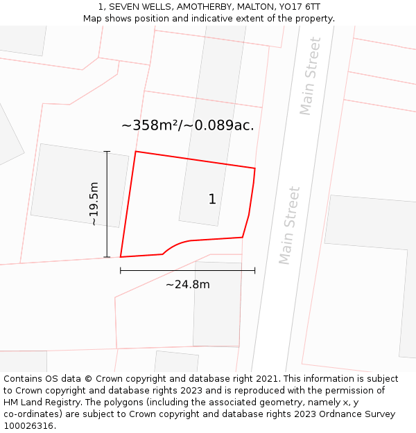 1, SEVEN WELLS, AMOTHERBY, MALTON, YO17 6TT: Plot and title map