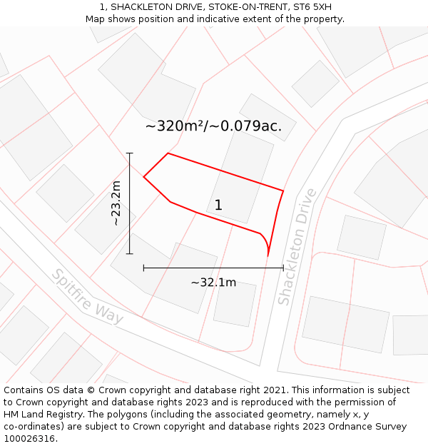 1, SHACKLETON DRIVE, STOKE-ON-TRENT, ST6 5XH: Plot and title map