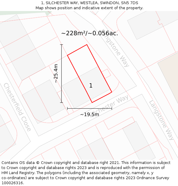 1, SILCHESTER WAY, WESTLEA, SWINDON, SN5 7DS: Plot and title map