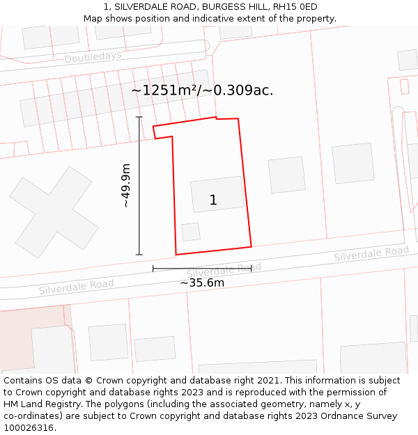 1, SILVERDALE ROAD, BURGESS HILL, RH15 0ED: Plot and title map