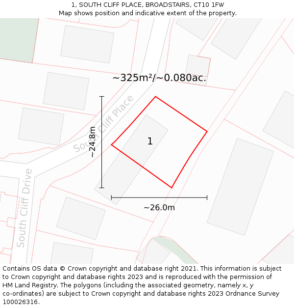 1, SOUTH CLIFF PLACE, BROADSTAIRS, CT10 1FW: Plot and title map