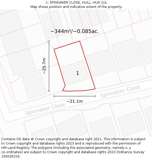 1, SPINNAKER CLOSE, HULL, HU9 1UL: Plot and title map