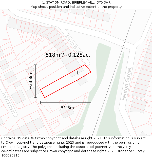 1, STATION ROAD, BRIERLEY HILL, DY5 3HR: Plot and title map