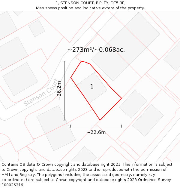 1, STENSON COURT, RIPLEY, DE5 3EJ: Plot and title map