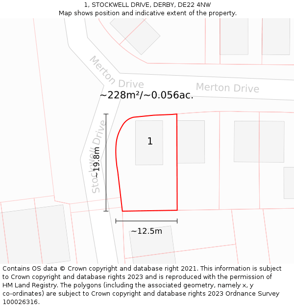 1, STOCKWELL DRIVE, DERBY, DE22 4NW: Plot and title map