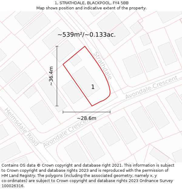 1, STRATHDALE, BLACKPOOL, FY4 5BB: Plot and title map