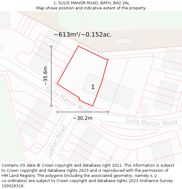 1, SULIS MANOR ROAD, BATH, BA2 2AL: Plot and title map