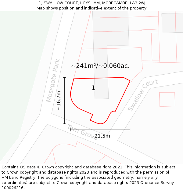 1, SWALLOW COURT, HEYSHAM, MORECAMBE, LA3 2WJ: Plot and title map