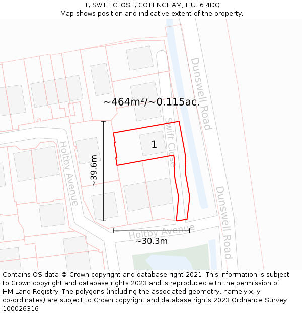 1, SWIFT CLOSE, COTTINGHAM, HU16 4DQ: Plot and title map