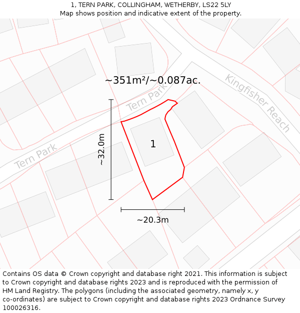 1, TERN PARK, COLLINGHAM, WETHERBY, LS22 5LY: Plot and title map