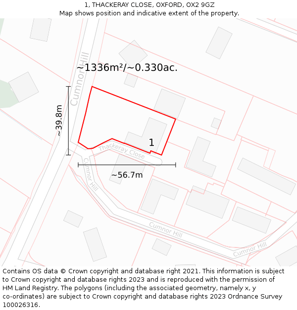 1, THACKERAY CLOSE, OXFORD, OX2 9GZ: Plot and title map