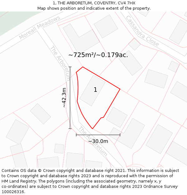 1, THE ARBORETUM, COVENTRY, CV4 7HX: Plot and title map