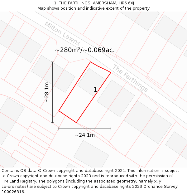 1, THE FARTHINGS, AMERSHAM, HP6 6XJ: Plot and title map