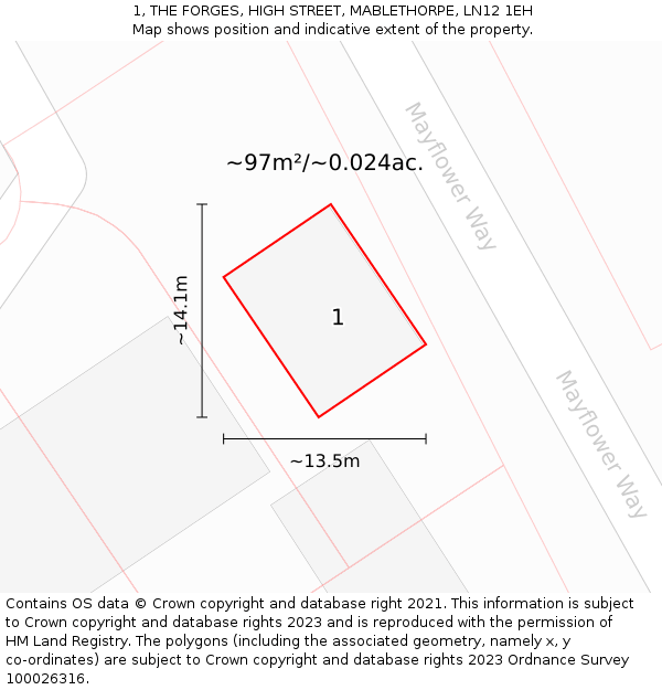 1, THE FORGES, HIGH STREET, MABLETHORPE, LN12 1EH: Plot and title map