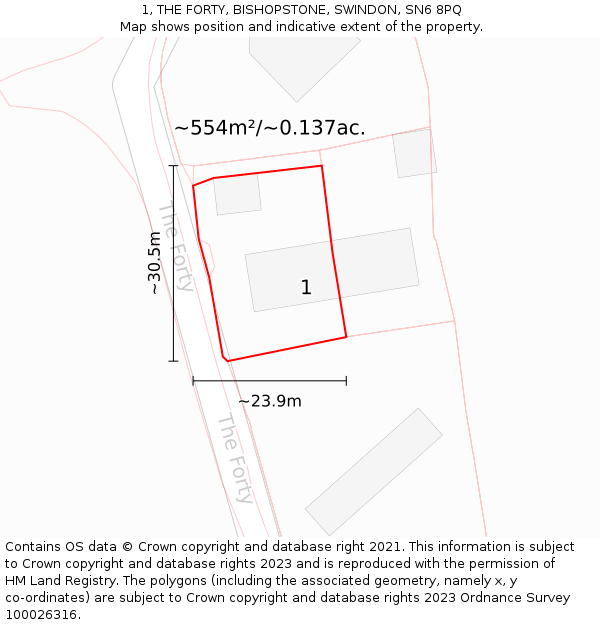 1, THE FORTY, BISHOPSTONE, SWINDON, SN6 8PQ: Plot and title map