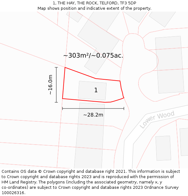 1, THE HAY, THE ROCK, TELFORD, TF3 5DP: Plot and title map