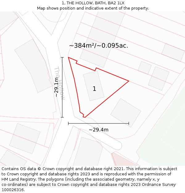 1, THE HOLLOW, BATH, BA2 1LX: Plot and title map