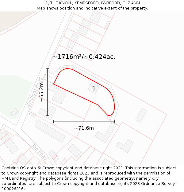 1, THE KNOLL, KEMPSFORD, FAIRFORD, GL7 4NN: Plot and title map