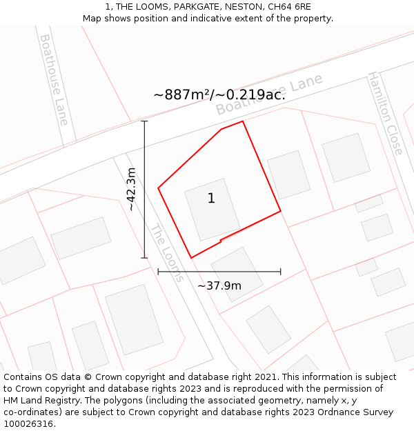 1, THE LOOMS, PARKGATE, NESTON, CH64 6RE: Plot and title map