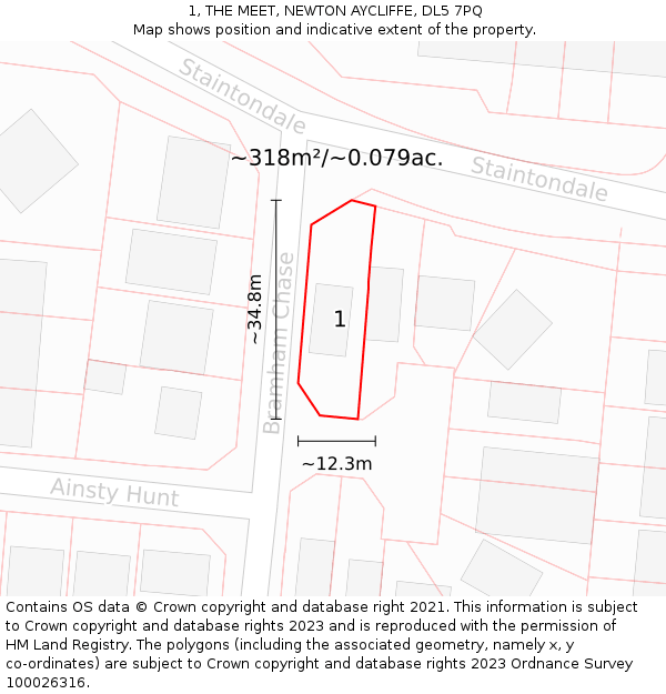 1, THE MEET, NEWTON AYCLIFFE, DL5 7PQ: Plot and title map