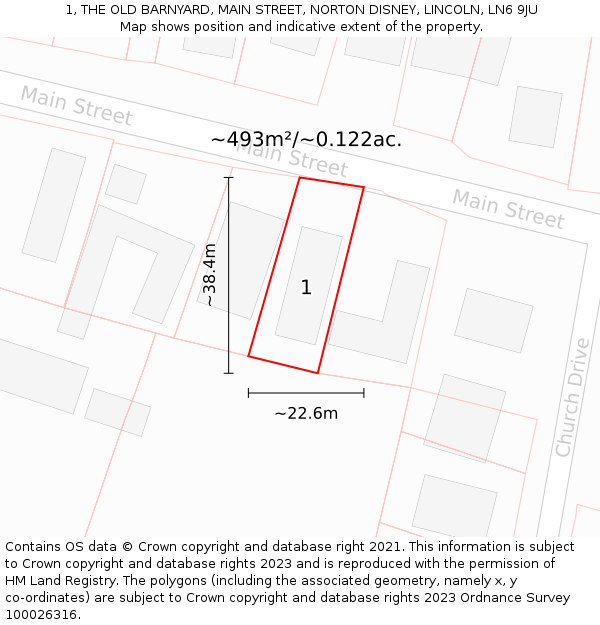 1, THE OLD BARNYARD, MAIN STREET, NORTON DISNEY, LINCOLN, LN6 9JU: Plot and title map