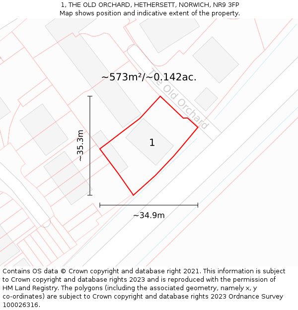 1, THE OLD ORCHARD, HETHERSETT, NORWICH, NR9 3FP: Plot and title map