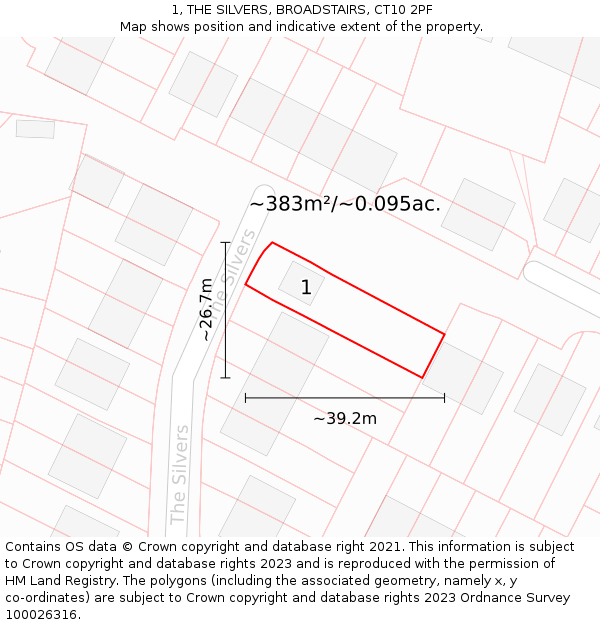 1, THE SILVERS, BROADSTAIRS, CT10 2PF: Plot and title map