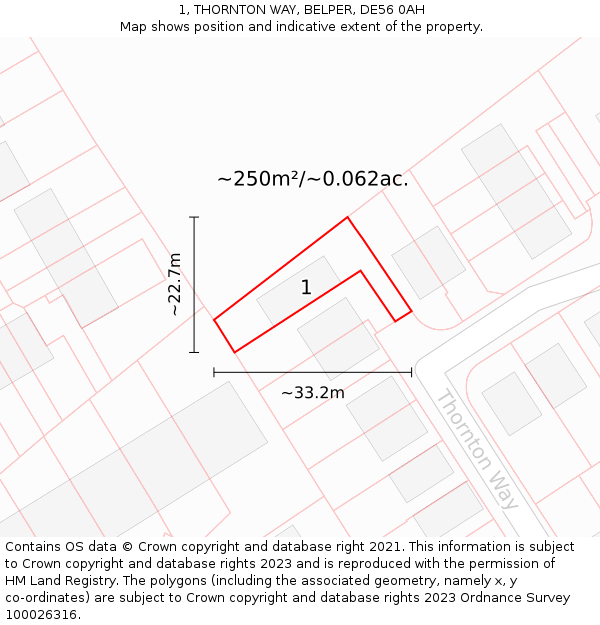 1, THORNTON WAY, BELPER, DE56 0AH: Plot and title map